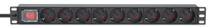 19" 9-fach Steckdosenleiste / PDU, Schutzkontakt, 1 HE Image 4