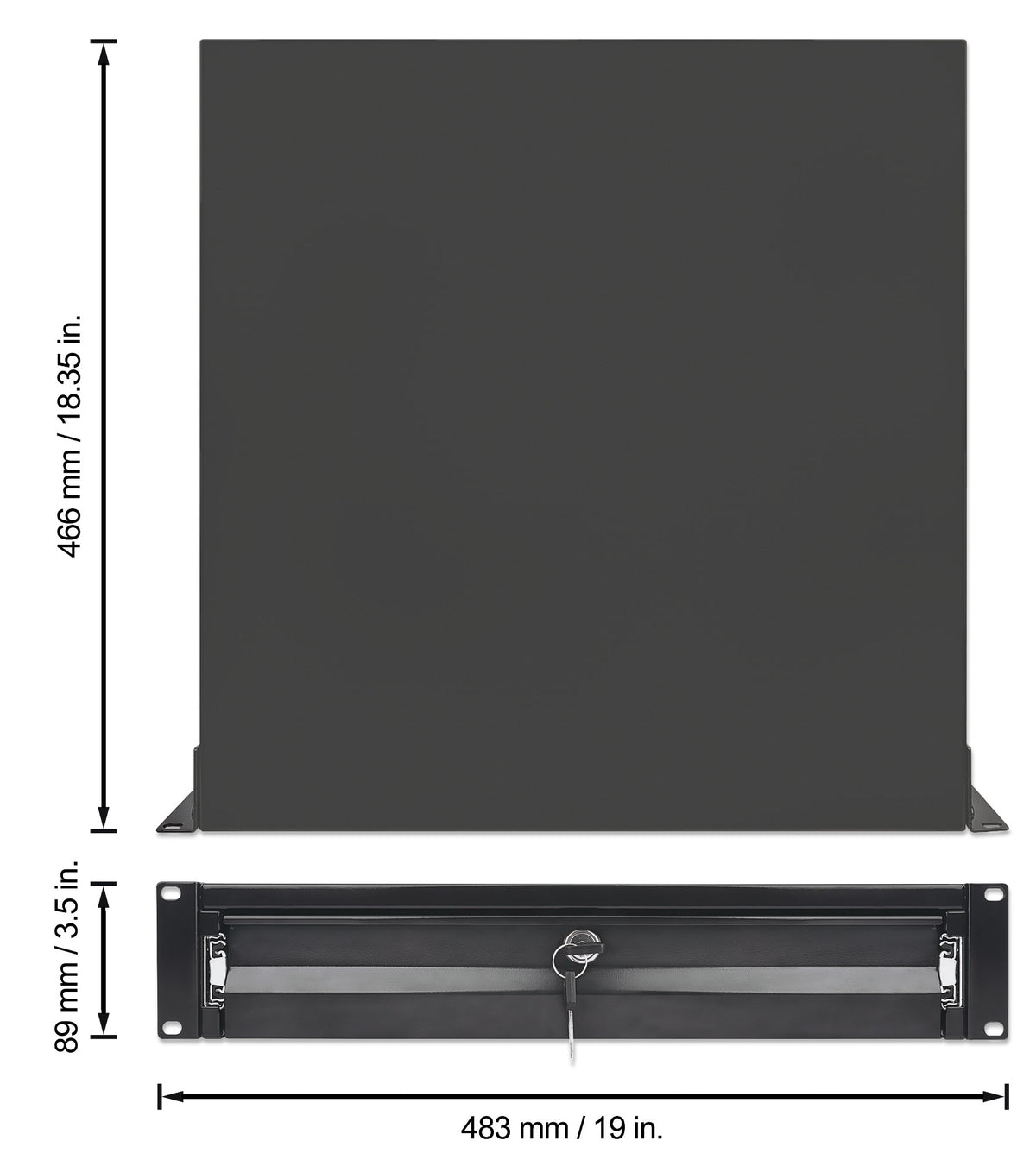 19" Schublade, 2 HE, 466 mm Tiefe, schwarz Image 6