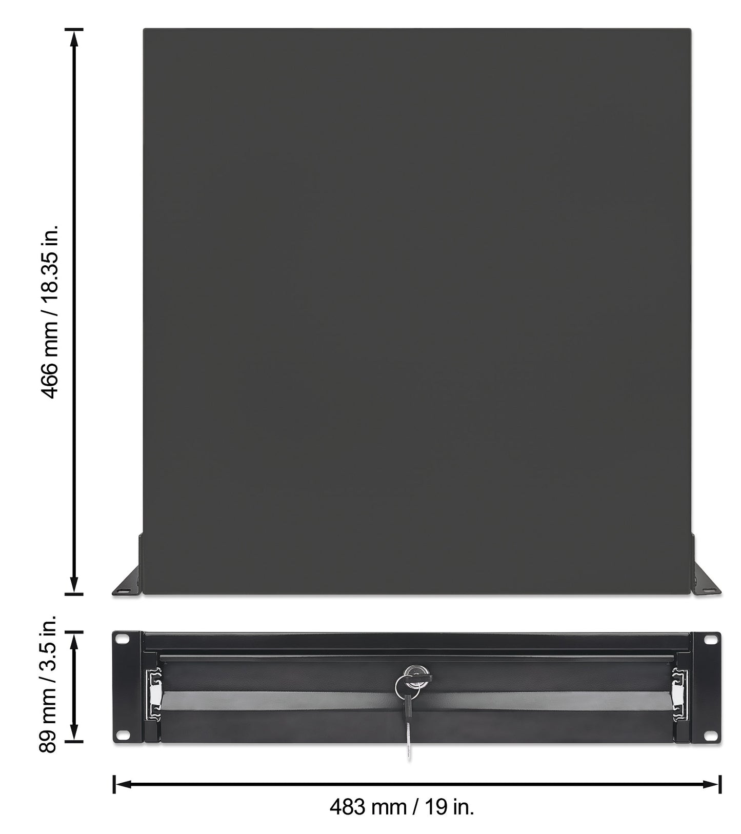 19" Schublade, 2 HE, 466 mm Tiefe, schwarz Image 6