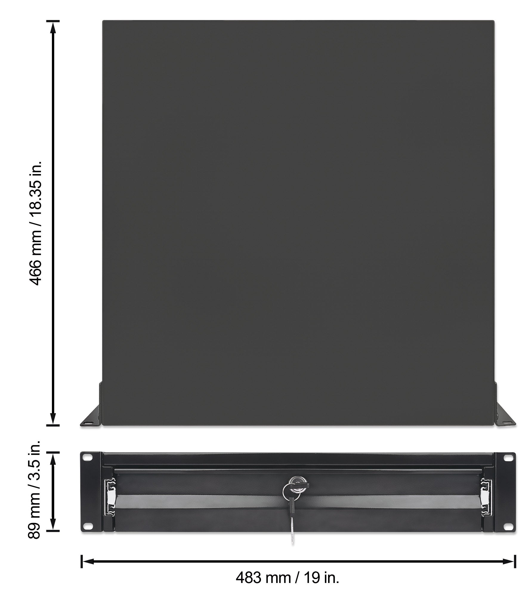 19" Schublade, 2 HE, 466 mm Tiefe, schwarz Image 6