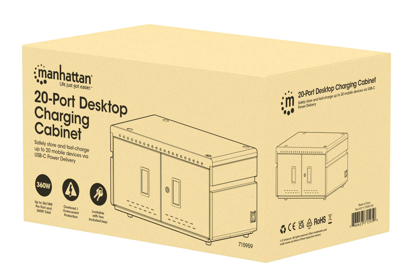 20-Port USB-C Desktop Ladeschrank - 18W pro Port Packaging Image 2
