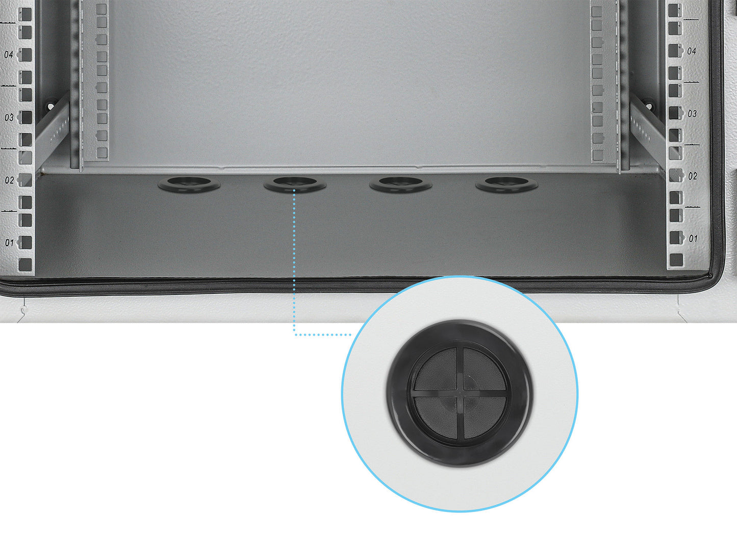 12 HE Industrieller IP55 19" Wandverteiler mit integrierten Lüftern, grau Image 8