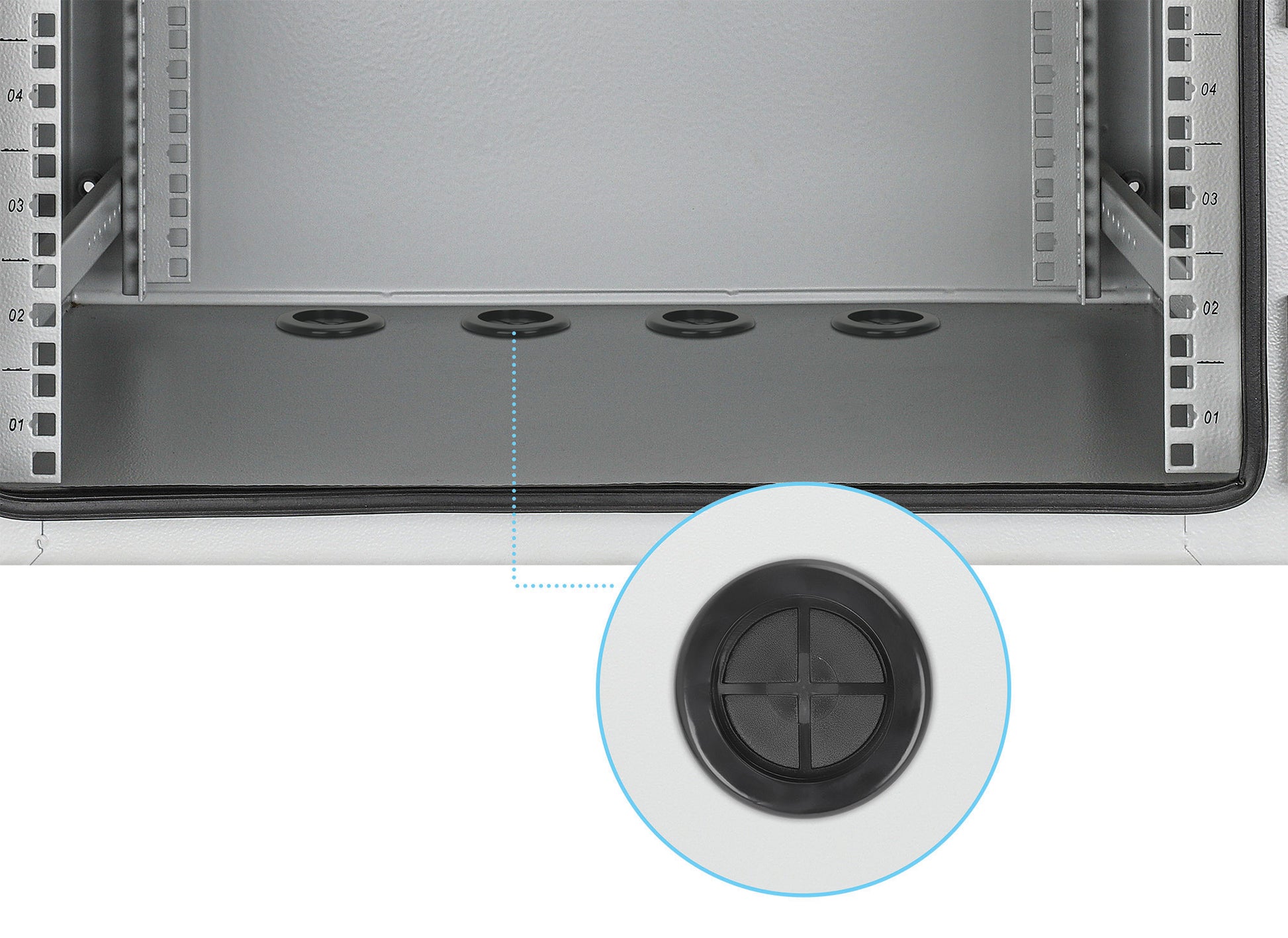 12 HE Industrieller IP55 19" Wandverteiler mit integrierten Lüftern, grau Image 8