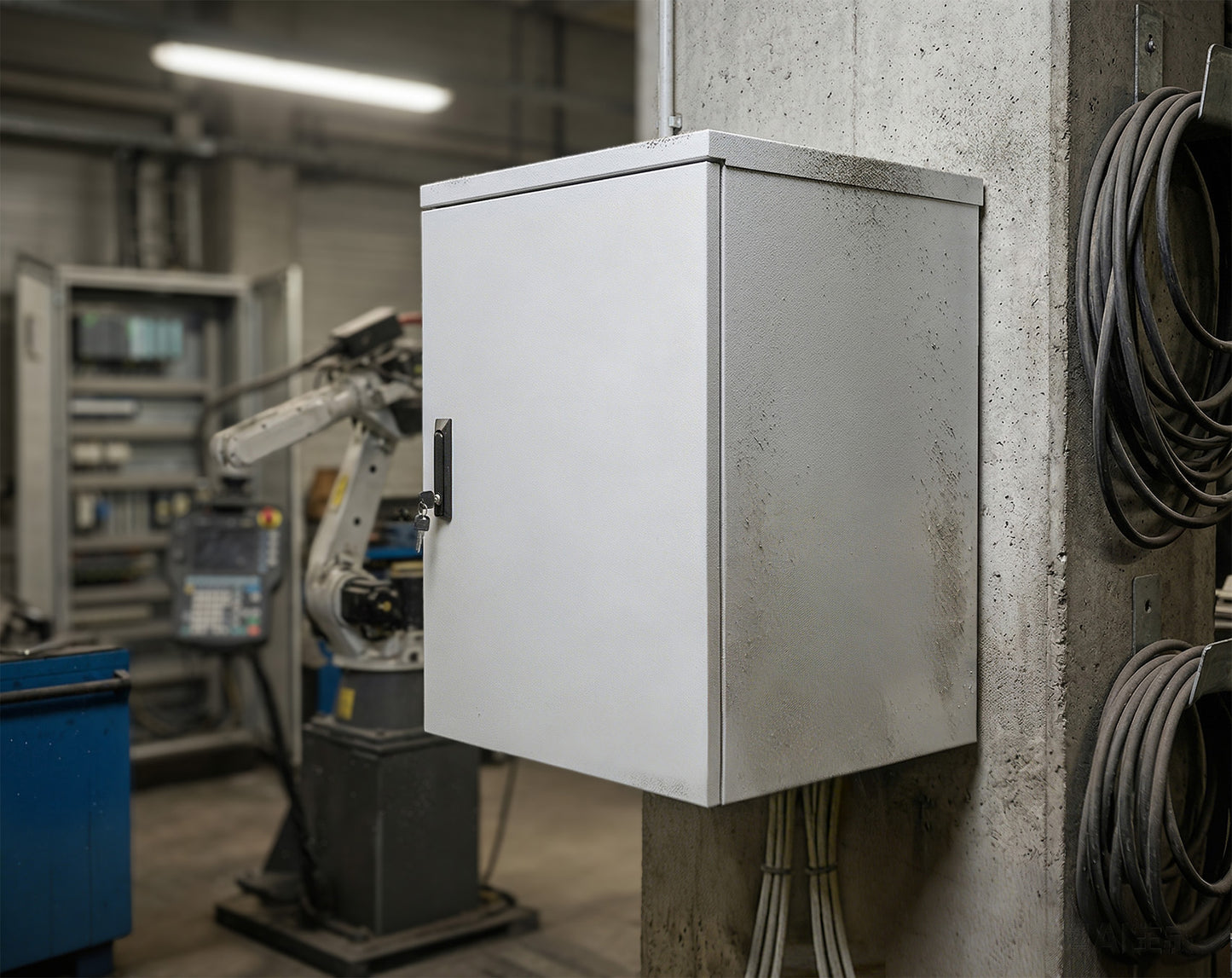 18 HE Industrieller IP55 19" Wandverteiler mit integrierten Lüftern, grau Image 10