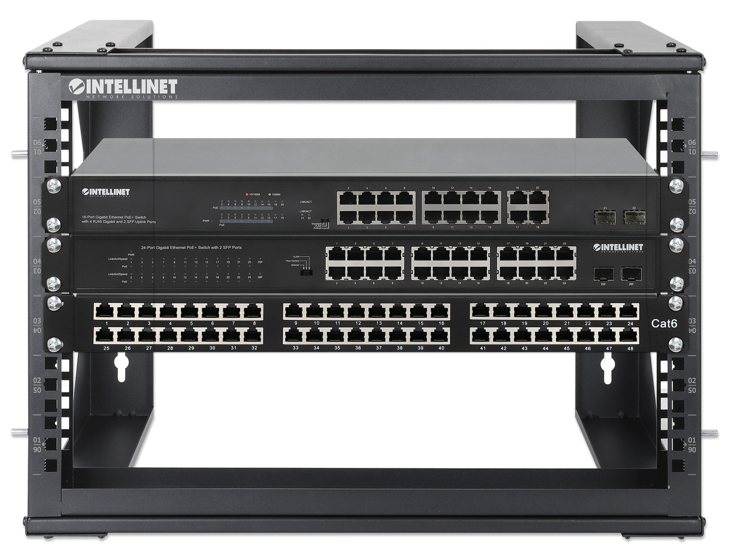 6 HE 19" Netzwerk-Laborgestell zur Wandmontage, 2 Tragschienen, schwarz Image 7