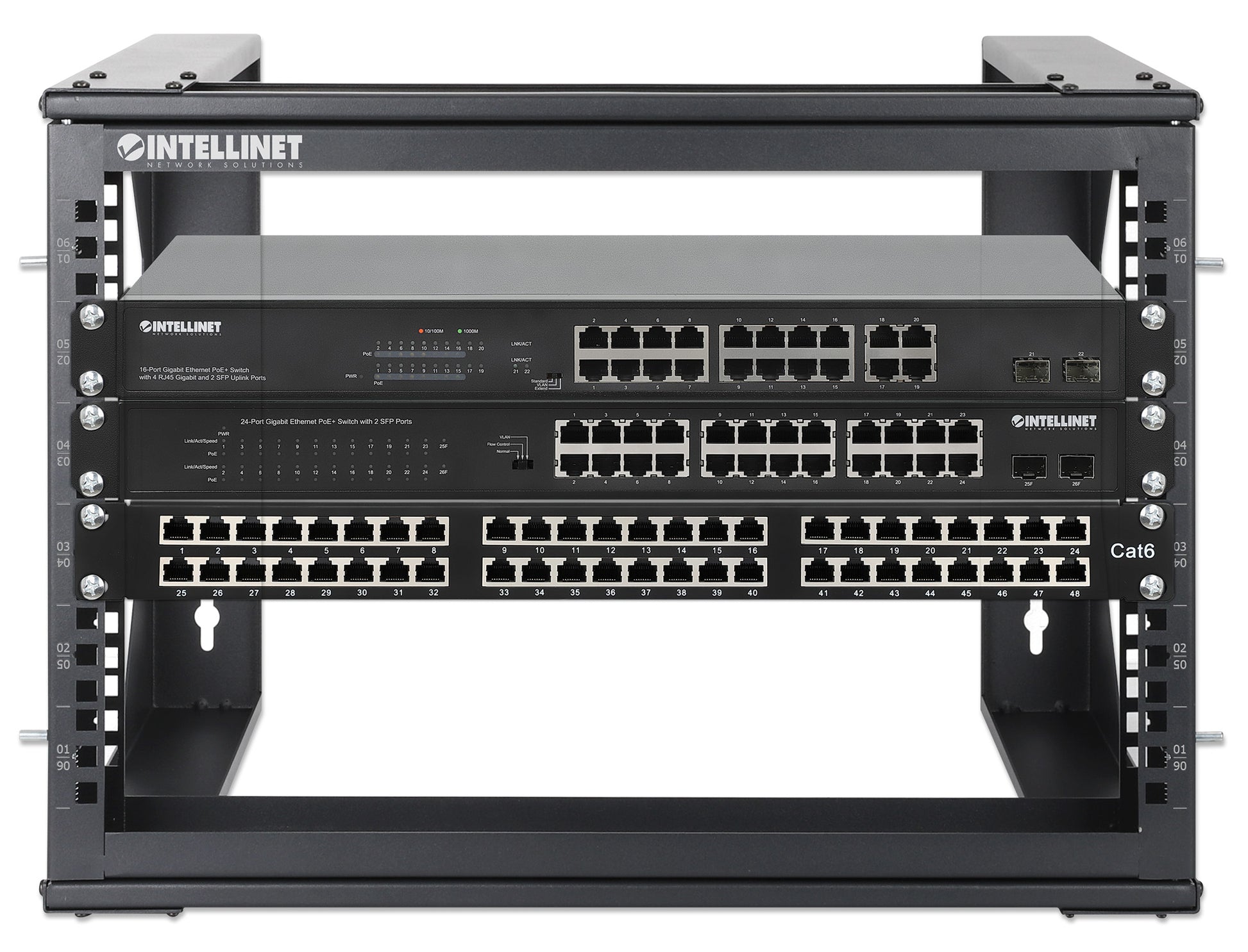 6 HE 19" Netzwerk-Laborgestell zur Wandmontage, 2 Tragschienen, schwarz Image 7