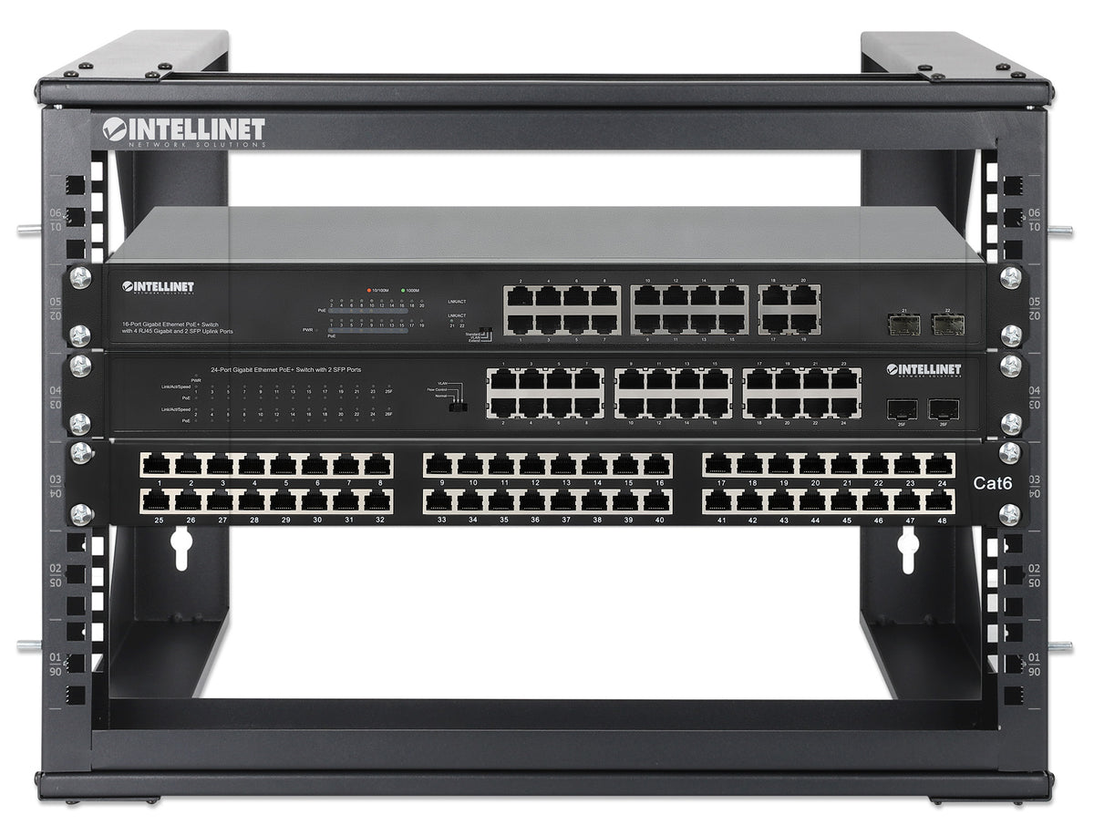 6 HE 19" Netzwerk-Laborgestell zur Wandmontage, 2 Tragschienen, schwarz Image 7