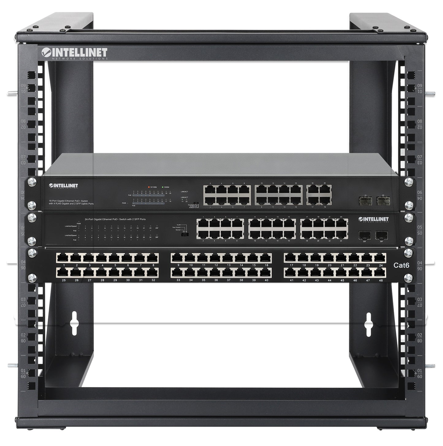 9 HE 19" Netzwerk-Laborgestell zur Wandmontage, 2 Tragschienen, schwarz Image 7