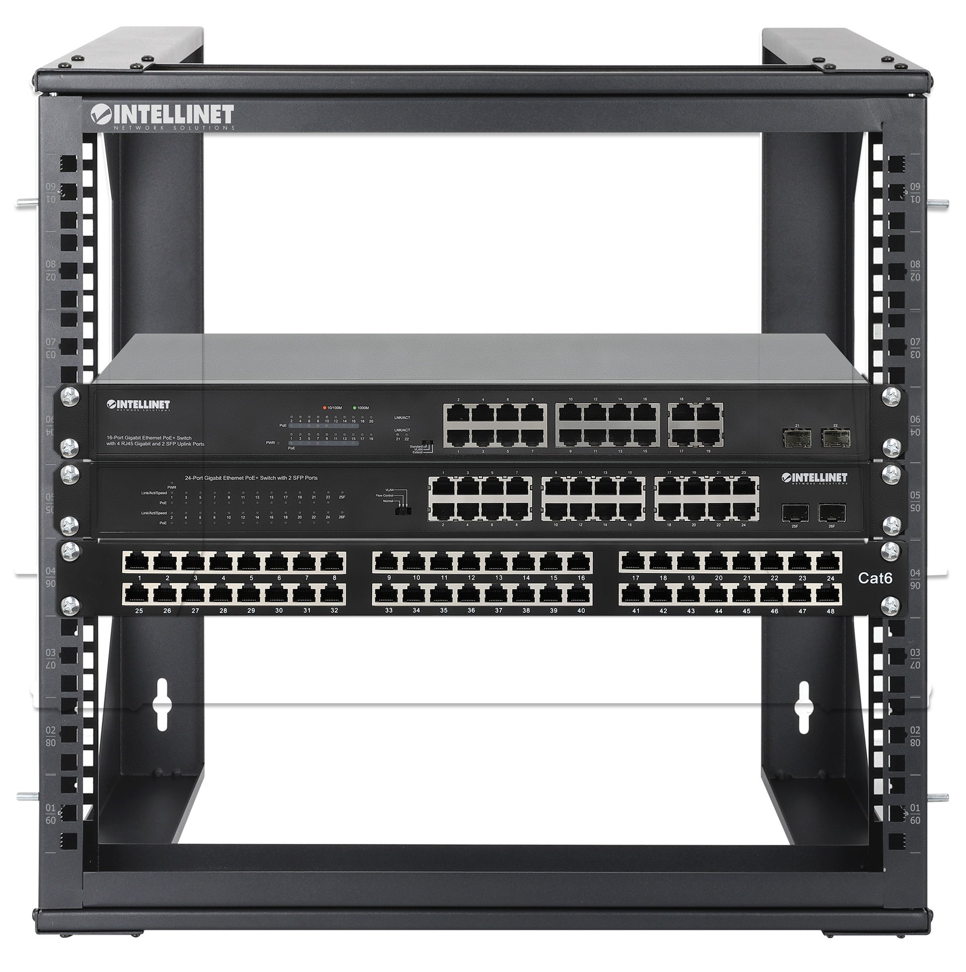 9 HE 19" Netzwerk-Laborgestell zur Wandmontage, 2 Tragschienen, schwarz Image 7