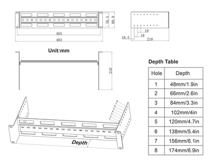 Tiefenverstellbarer 19" DIN-Hutschienenträger, 2 HE Image 8