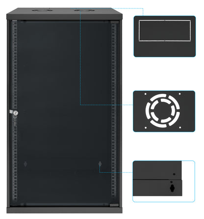 20 HE 19" Netzwerk-Wandverteiler, Basic Line, 400 mm Tiefe, schwarz Image 9