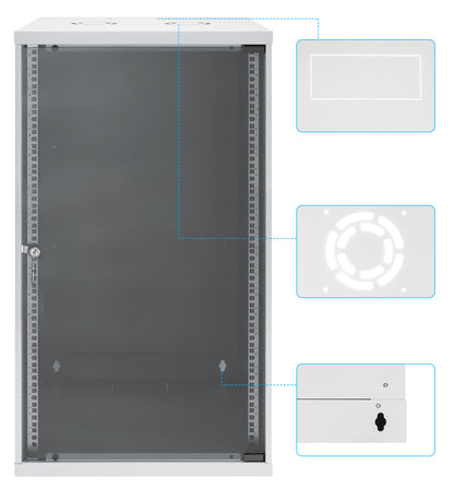 20 HE 19" Netzwerk-Wandverteiler, Basic Line, 400 mm Tiefe, grau Image 9