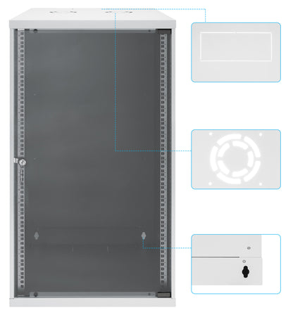 20 HE 19" Netzwerk-Wandverteiler, Basic Line, 560 mm Tiefe, grau Image 9