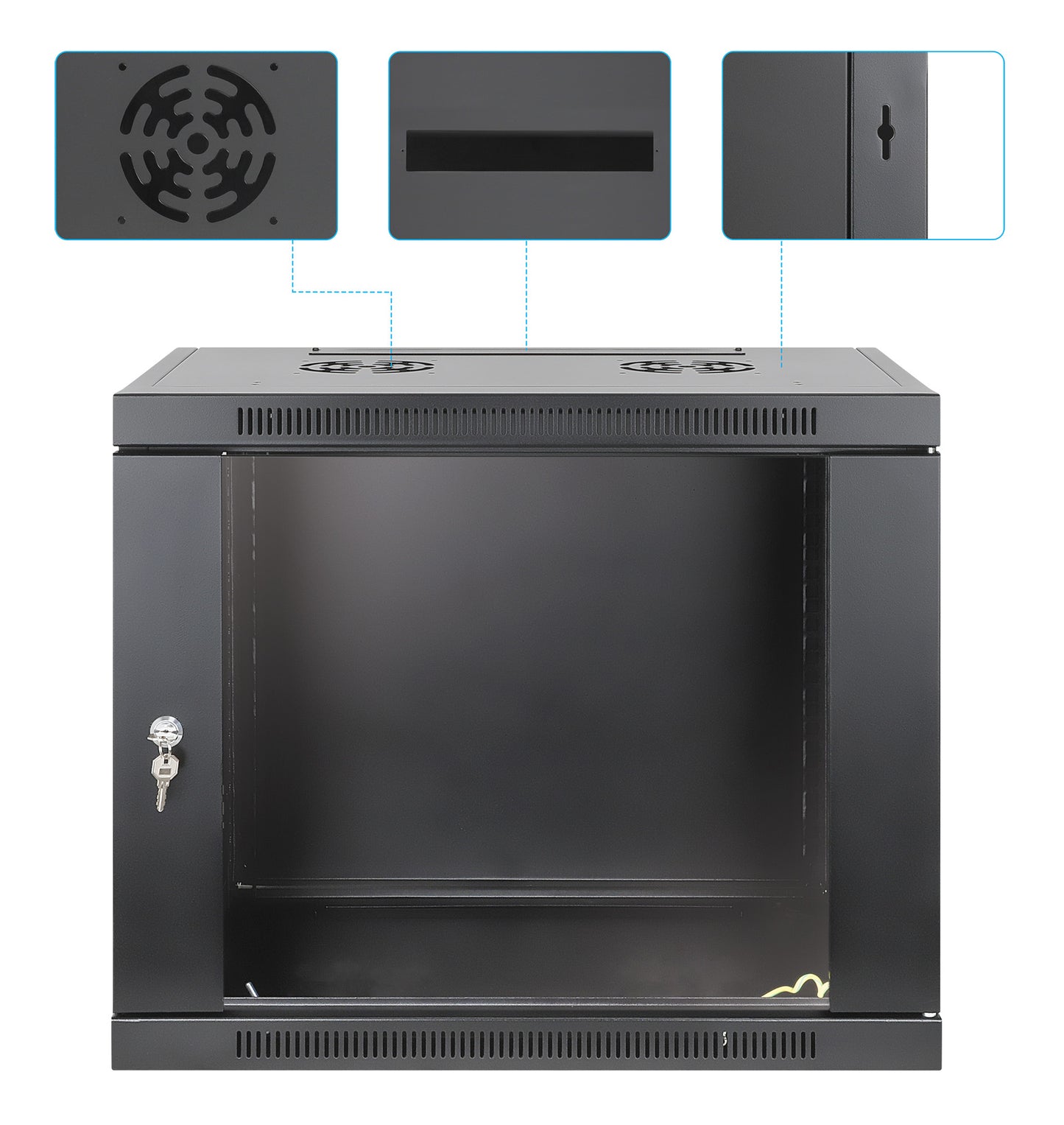 9 HE 19" Netzwerk-Wandverteiler, werkzeuglose Montage, 450 mm Tiefe, schwarz Image 10