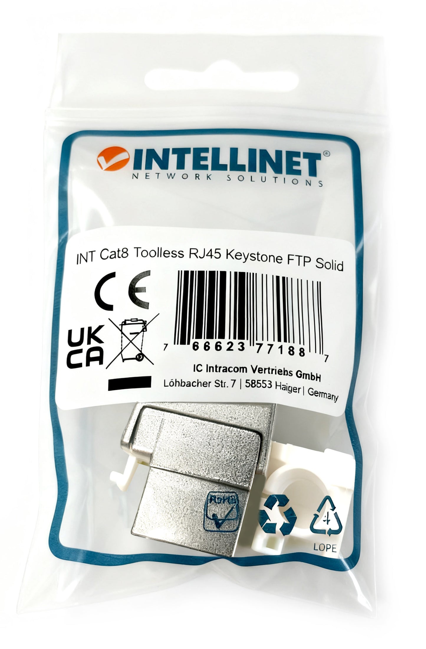 Cat8.1 40G Keystone-Modul, geschirmt und werkzeuglos Packaging Image 2