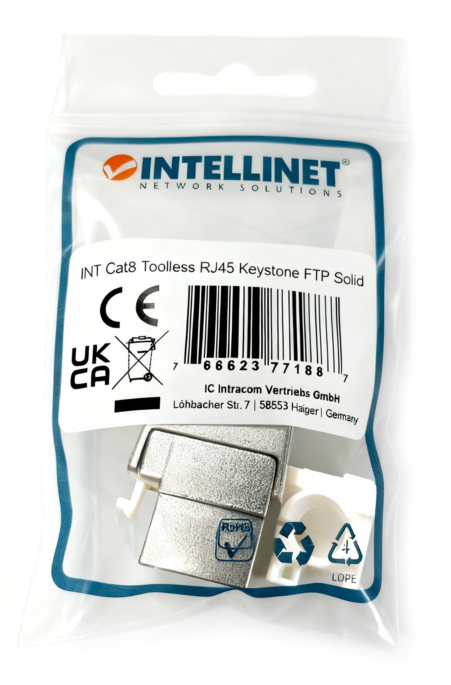 Cat8.1 40G Keystone-Modul, geschirmt und werkzeuglos Packaging Image 2