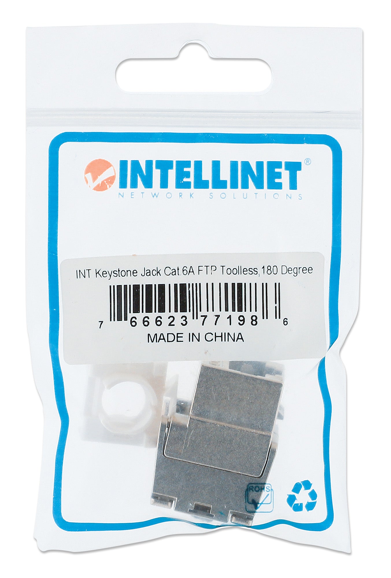 Cat6a 10G Keystone-Modul, geschirmt und werkzeuglos, silber Packaging Image 2