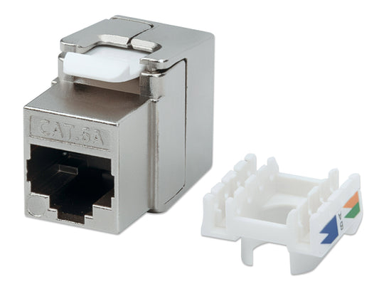 Cat6a 10G Keystone-Modul, geschirmt und werkzeuglos, silber Image 1
