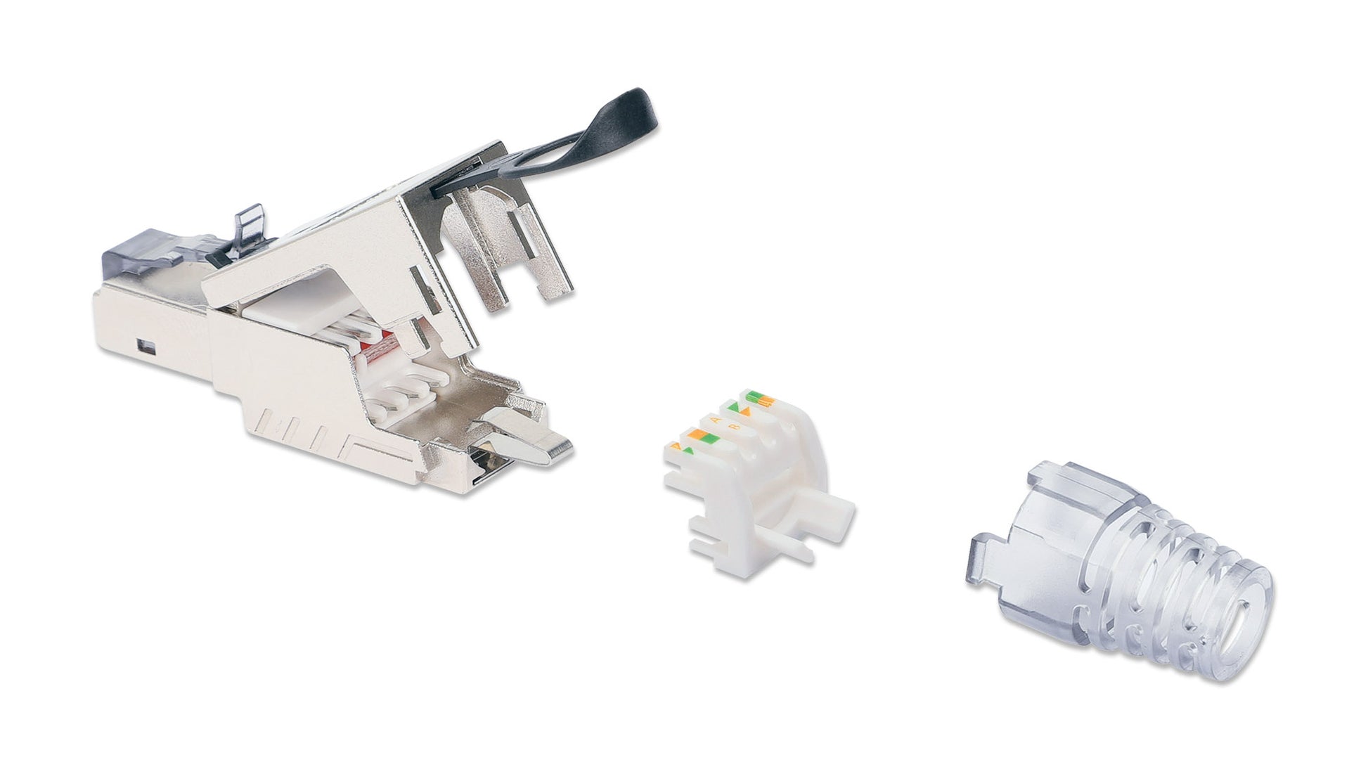 Cat6a 10G RJ45-Feldstecker mit Entriegelungslasche, geschirmt und werkzeuglos Image 5