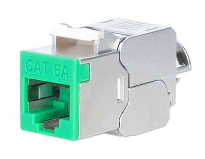 Cat6a 10G Slimline Keystone-Modul, geschirmt und werkzeuglos, grün Image 1