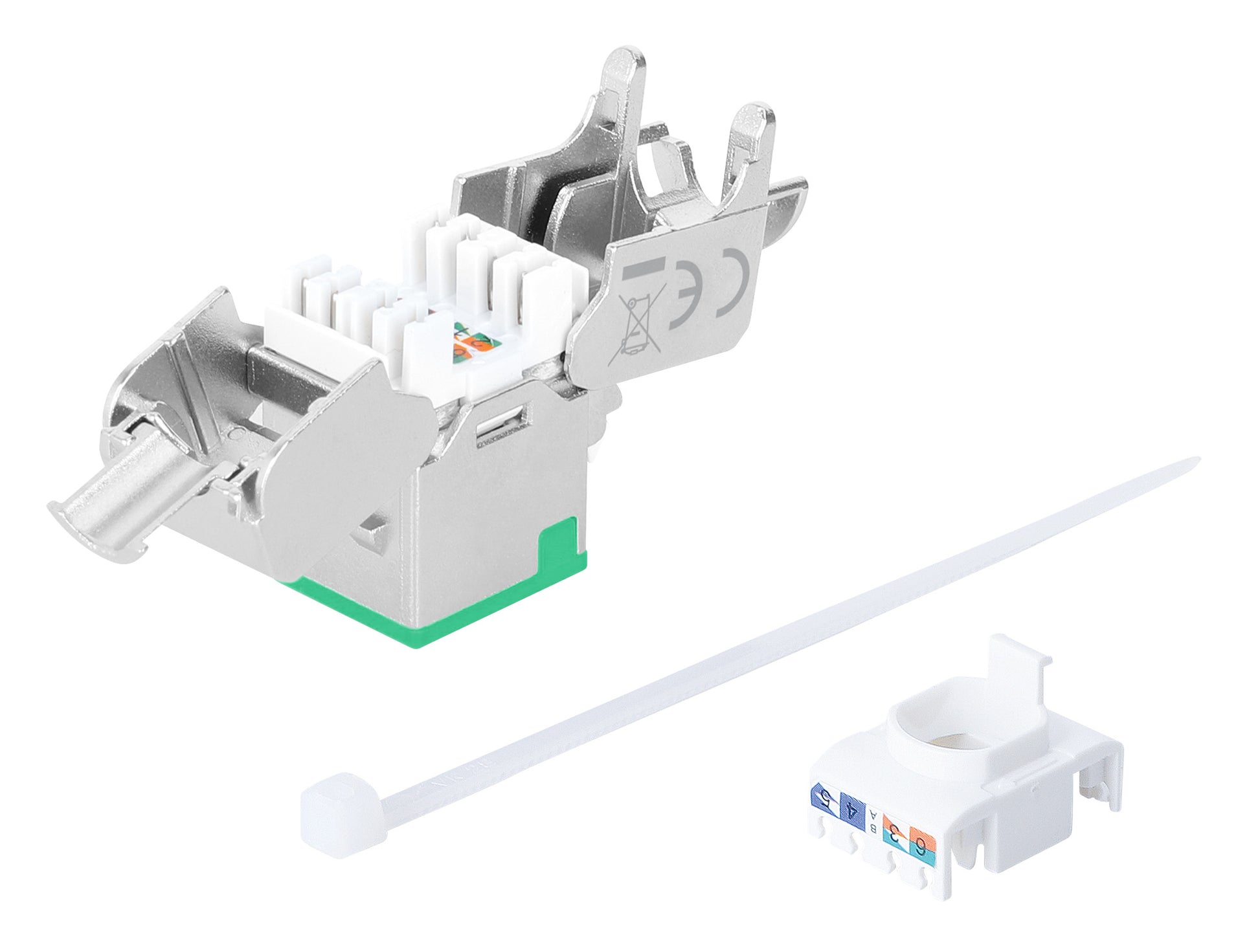 Cat6a 10G Slimline Keystone-Modul, geschirmt und werkzeuglos, grün Image 6