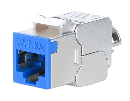 Cat6a 10G Slimline Keystone-Modul, geschirmt und werkzeuglos, blau Image 1