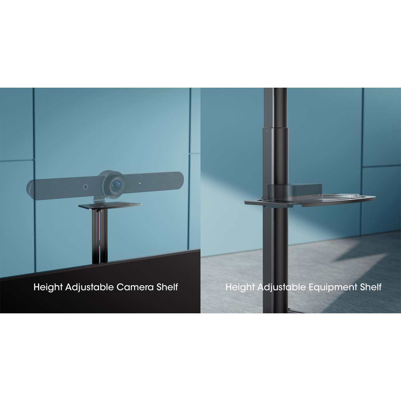 Multimedia TV-Ständer auf Rollen, werkzeuglos höhenverstellbar, für 37" bis 86" Image 5