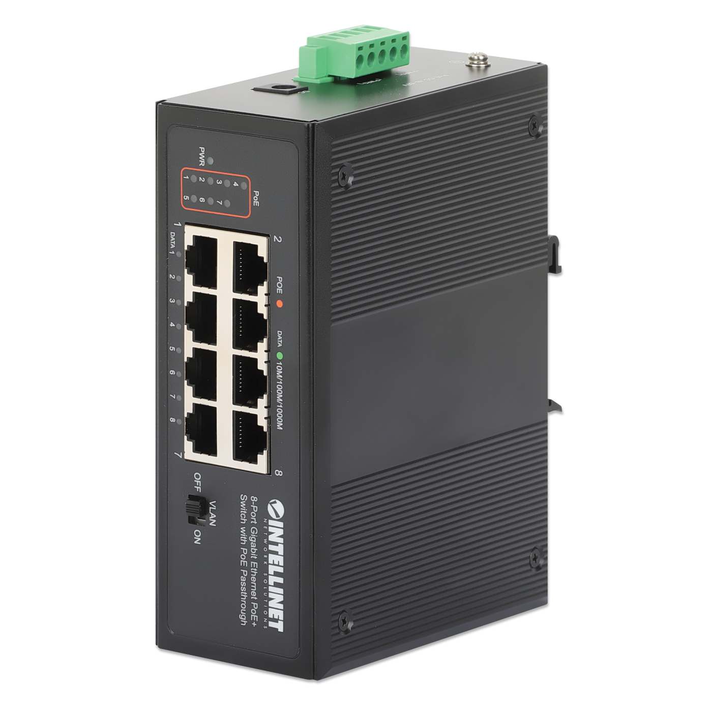 PoE-Powered 8-Port PoE+ Gigabit Industrie-Switch mit PoE-Passthrough Image 1