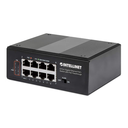 PoE-Powered 8-Port PoE+ Gigabit Industrie-Switch mit PoE-Passthrough Image 1