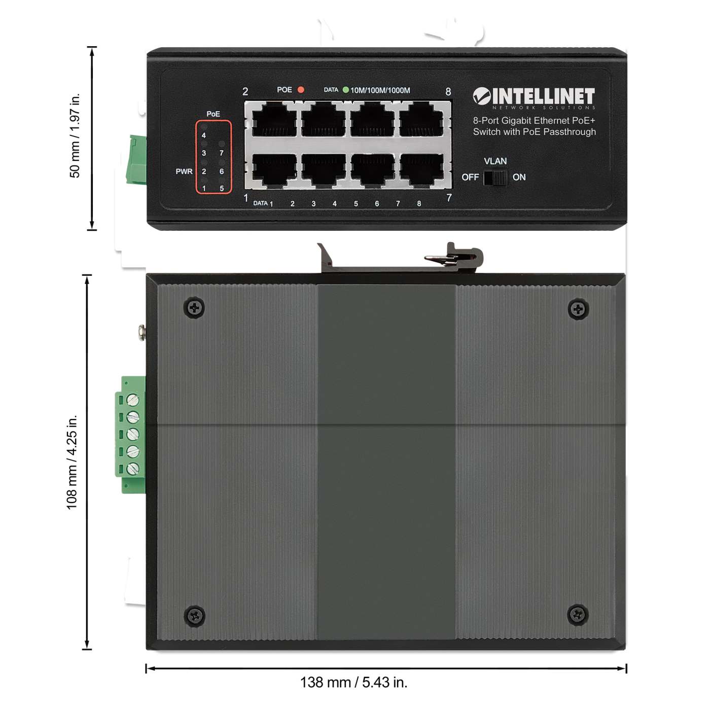 PoE-Powered 8-Port PoE+ Gigabit Industrie-Switch mit PoE-Passthrough Image 7