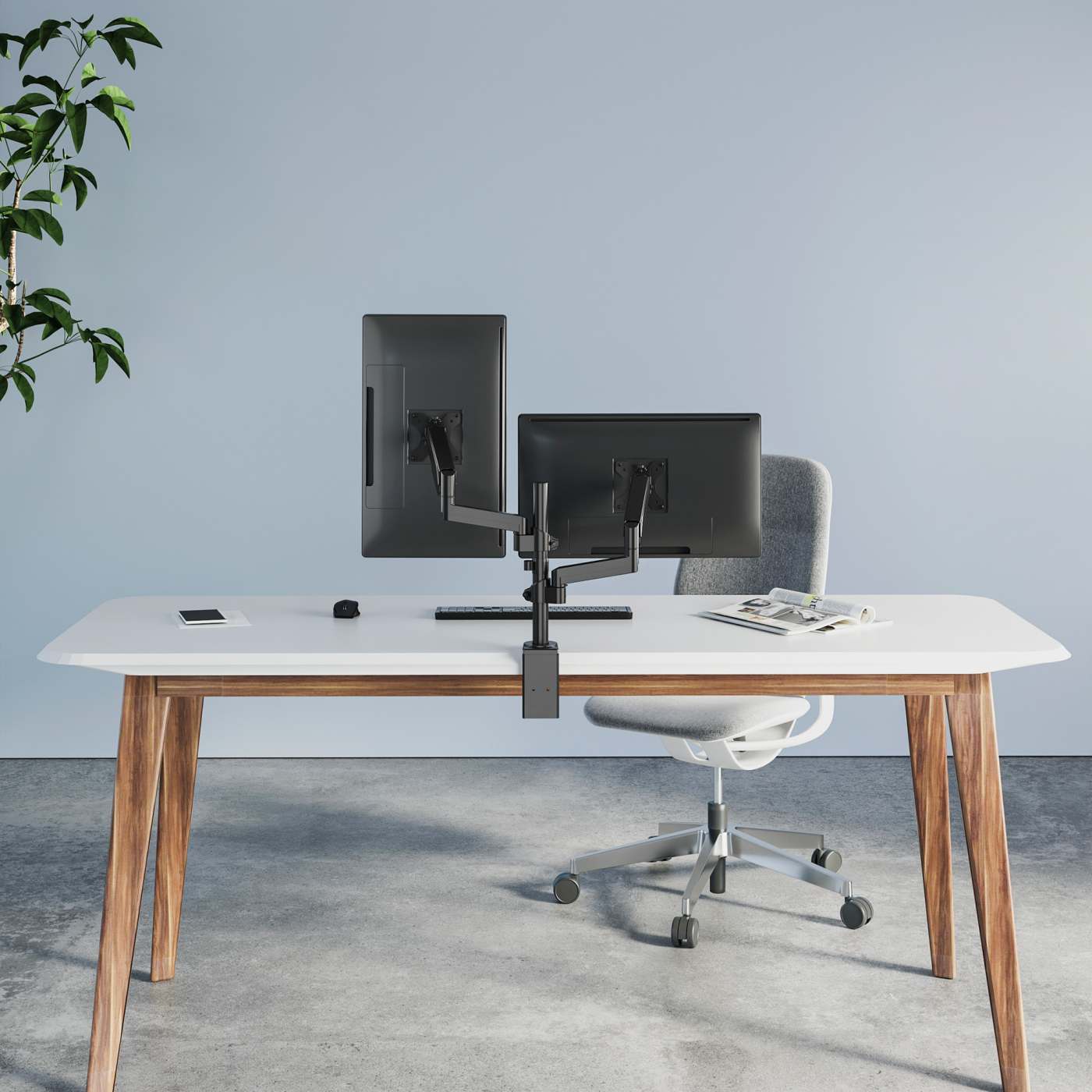 Universal-Tischhalterung mit Gasdruckfeder und höhenverstellbaren Armen für zwei Monitore Image 9
