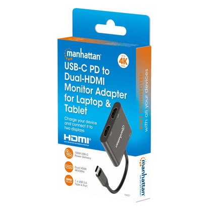 USB-C PD auf Dual-HDMI-Monitor-Adapter für Laptop und Tablet Packaging Image 2