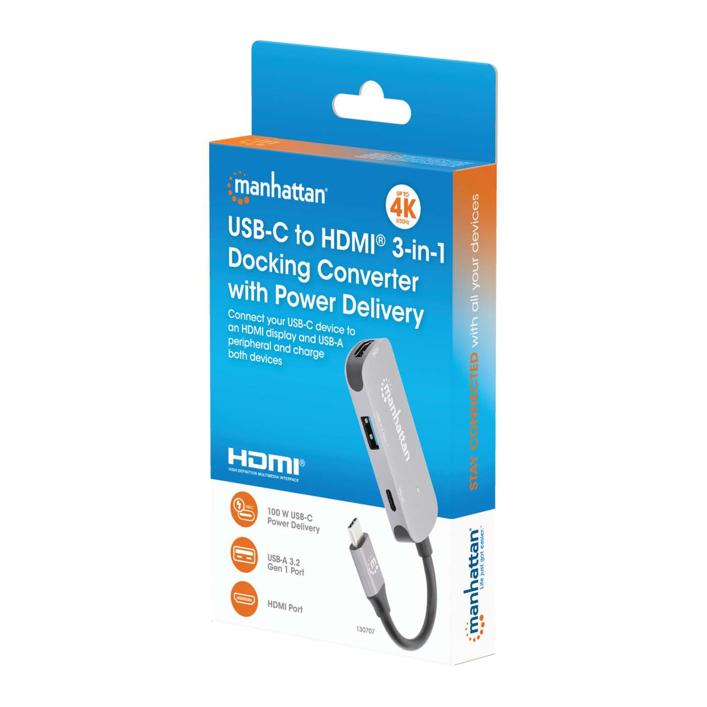 USB-C auf HDMI (4K@30Hz) 3-in-1 Docking-Konverter mit Power Delivery Packaging Image 2