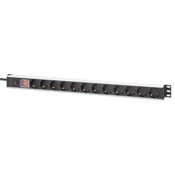 12-fach Steckdosenleiste, Schutzkontakt, vertikale Rackmontage Image 1